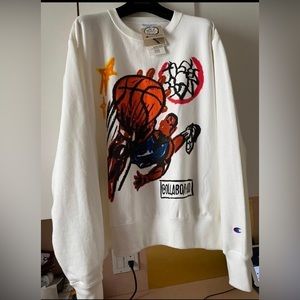 CHAMPION REVERSE WEAVE JUST DON COLLABOR+AID DON C WHITE SWEATER  SZ XL